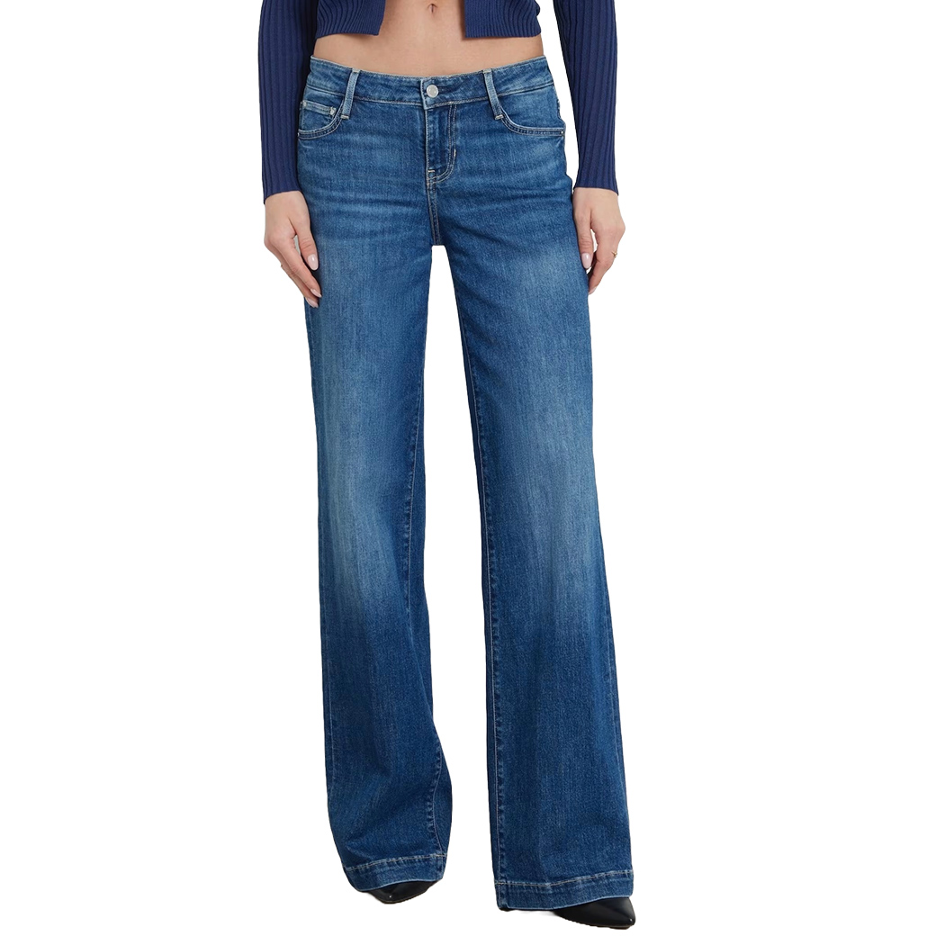 GUESS JEANS PANTALONI DONNA RAGAZZA SEXY PALAZZO LARGO VITA MEDIA W4YA96D5926
