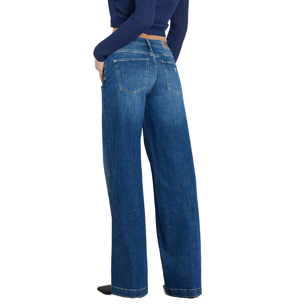 GUESS JEANS PANTALONI DONNA RAGAZZA SEXY PALAZZO LARGO VITA MEDIA W4YA96D5926