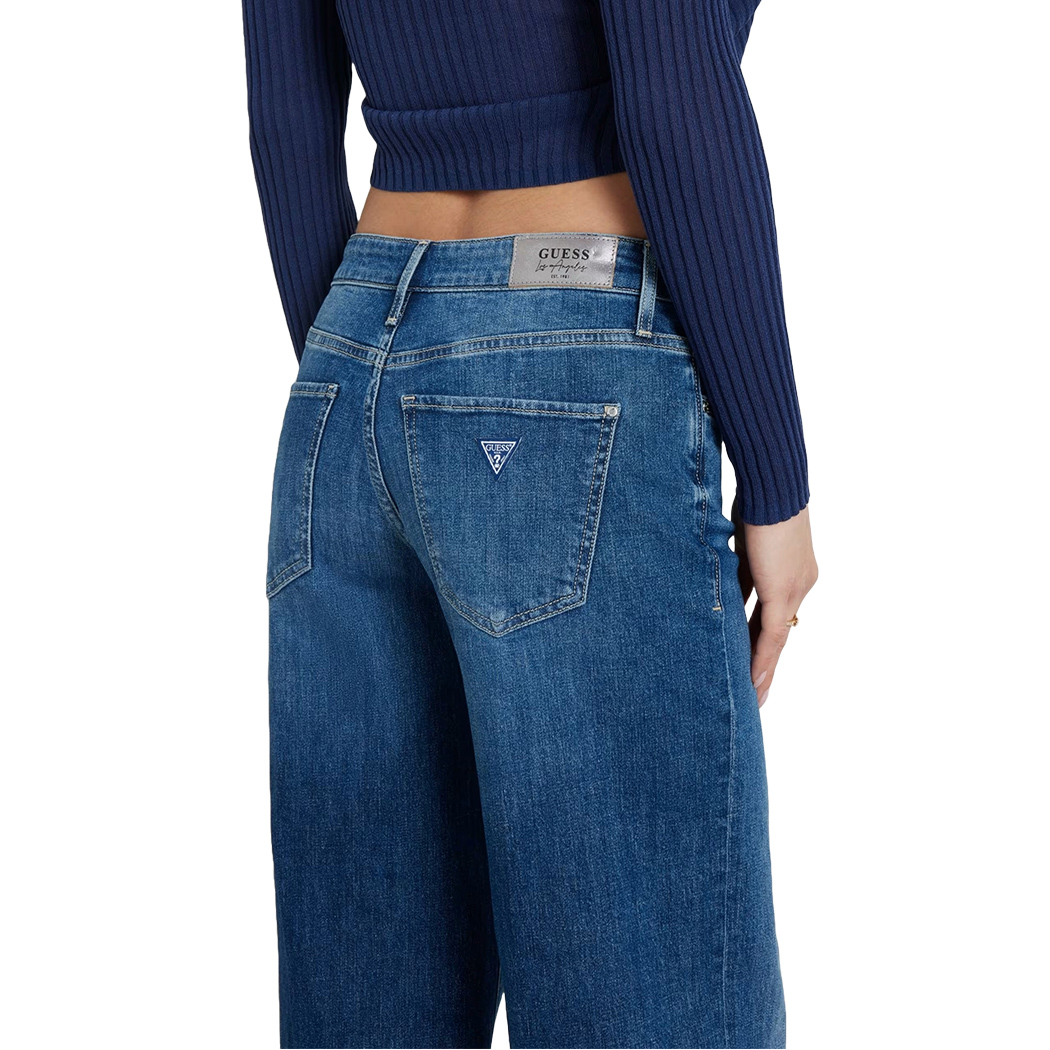 GUESS JEANS PANTALONI DONNA RAGAZZA SEXY PALAZZO LARGO VITA MEDIA W4YA96D5926