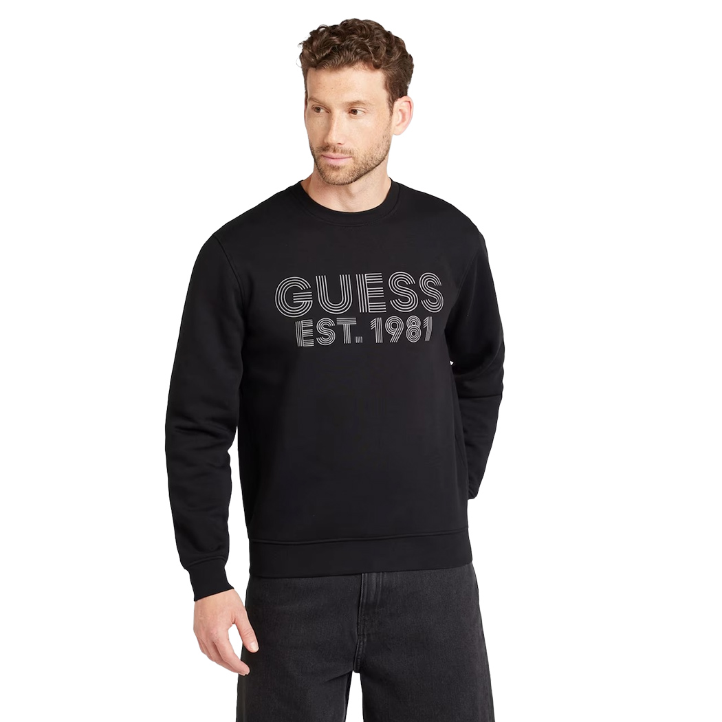GUESS FELPA UOMO LOGO FRONTALE COTONE INVERNALE MAGLIA SPORT M4YQ08K9Z21