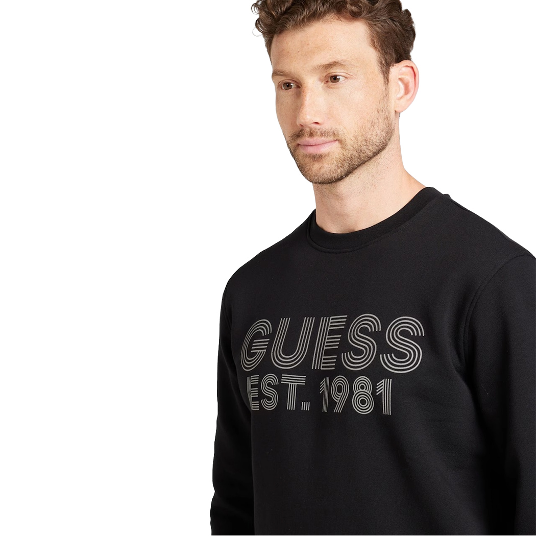 GUESS FELPA UOMO LOGO FRONTALE COTONE INVERNALE MAGLIA SPORT M4YQ08K9Z21