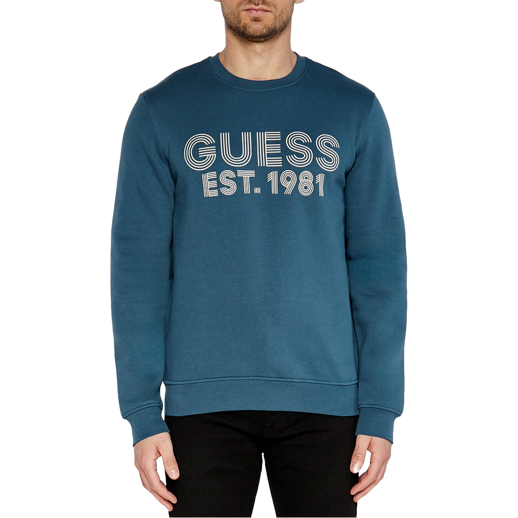 GUESS FELPA UOMO LOGO FRONTALE COTONE INVERNALE MAGLIA SPORT M4YQ08K9Z21