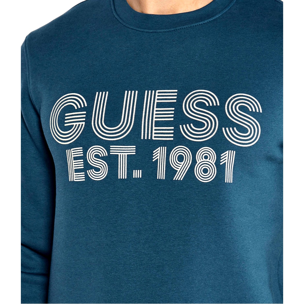 GUESS FELPA UOMO LOGO FRONTALE COTONE INVERNALE MAGLIA SPORT M4YQ08K9Z21