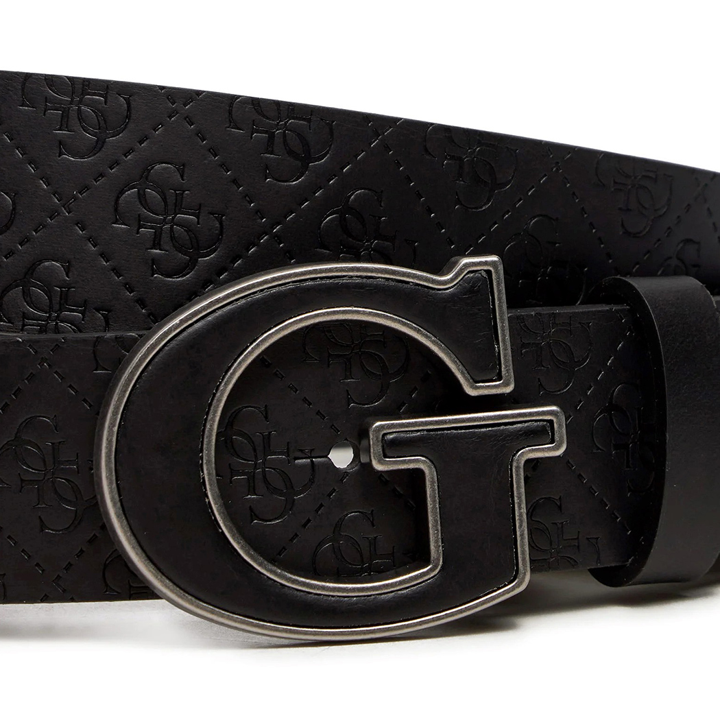 GUESS CINTURA UOMO VERA PELLE FIBBIA LOGO IMPRESSO CINTA MODA UNISEX M4BZ31L0VG0