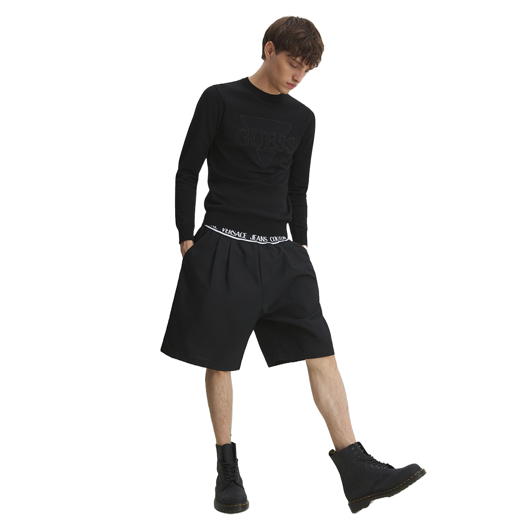 GUESS MAGLIA VISCOSA UOMO MAGLIONE GIROCOLLO LOGO FRONTALE PULLOVER M4YR14Z3FC2