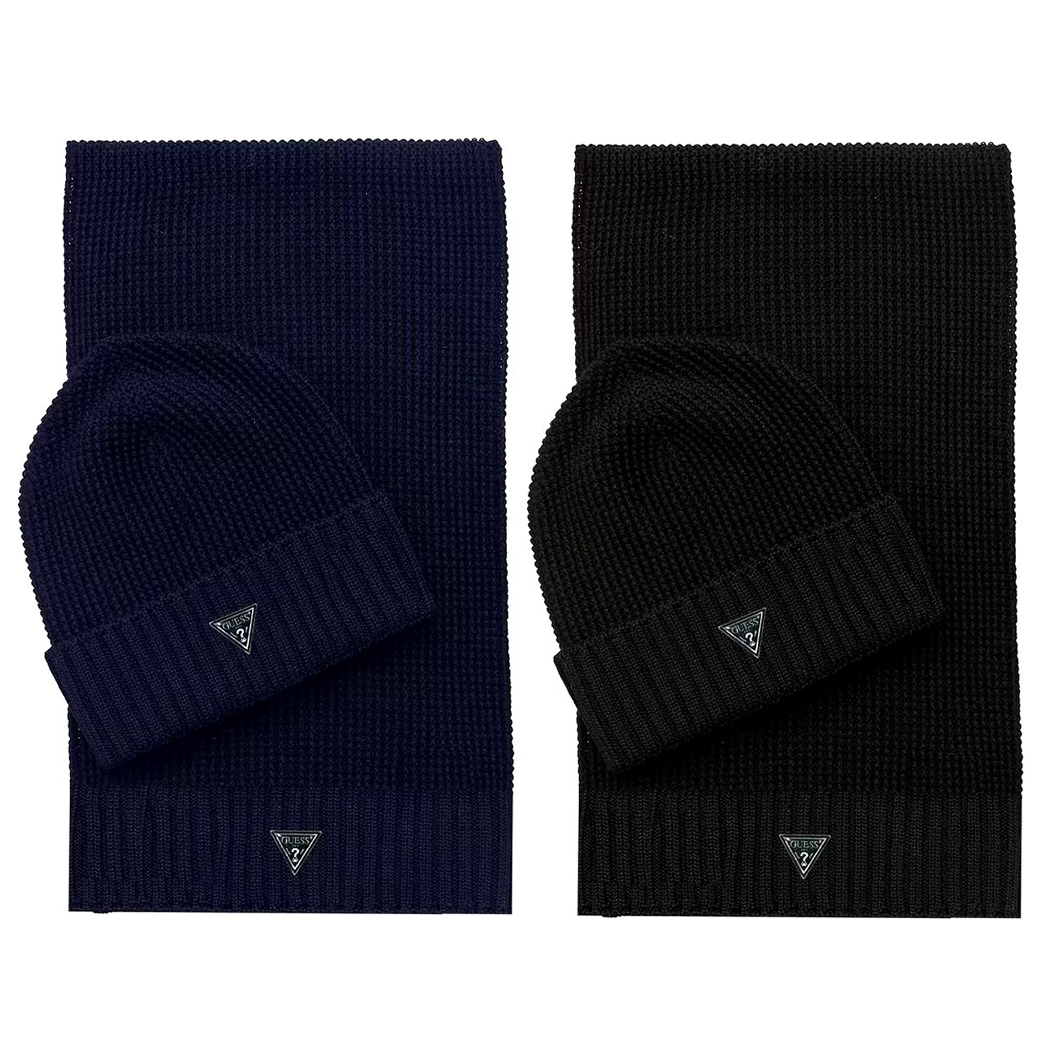 GUESS COMPLETO SET SCIARPA CAPPELLO UOMO INVERNALE SCATOLA REGALO M4BZ14Z2W80