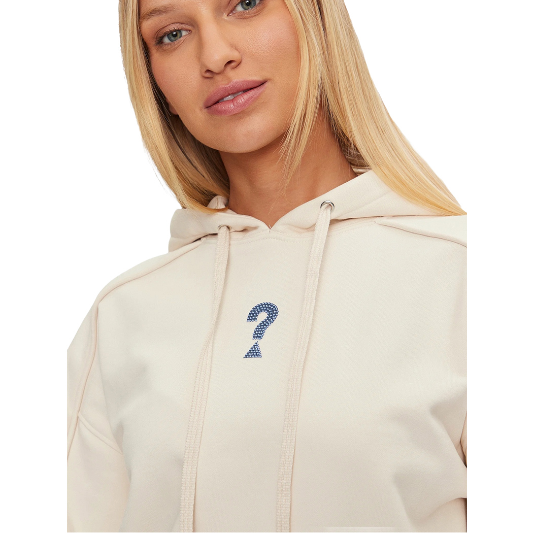 GUESS FELPA DONNA CAPPUCCIO INVERNALE APPLICAZIONI POSTERIORI STRASS W4BQ05KBY51