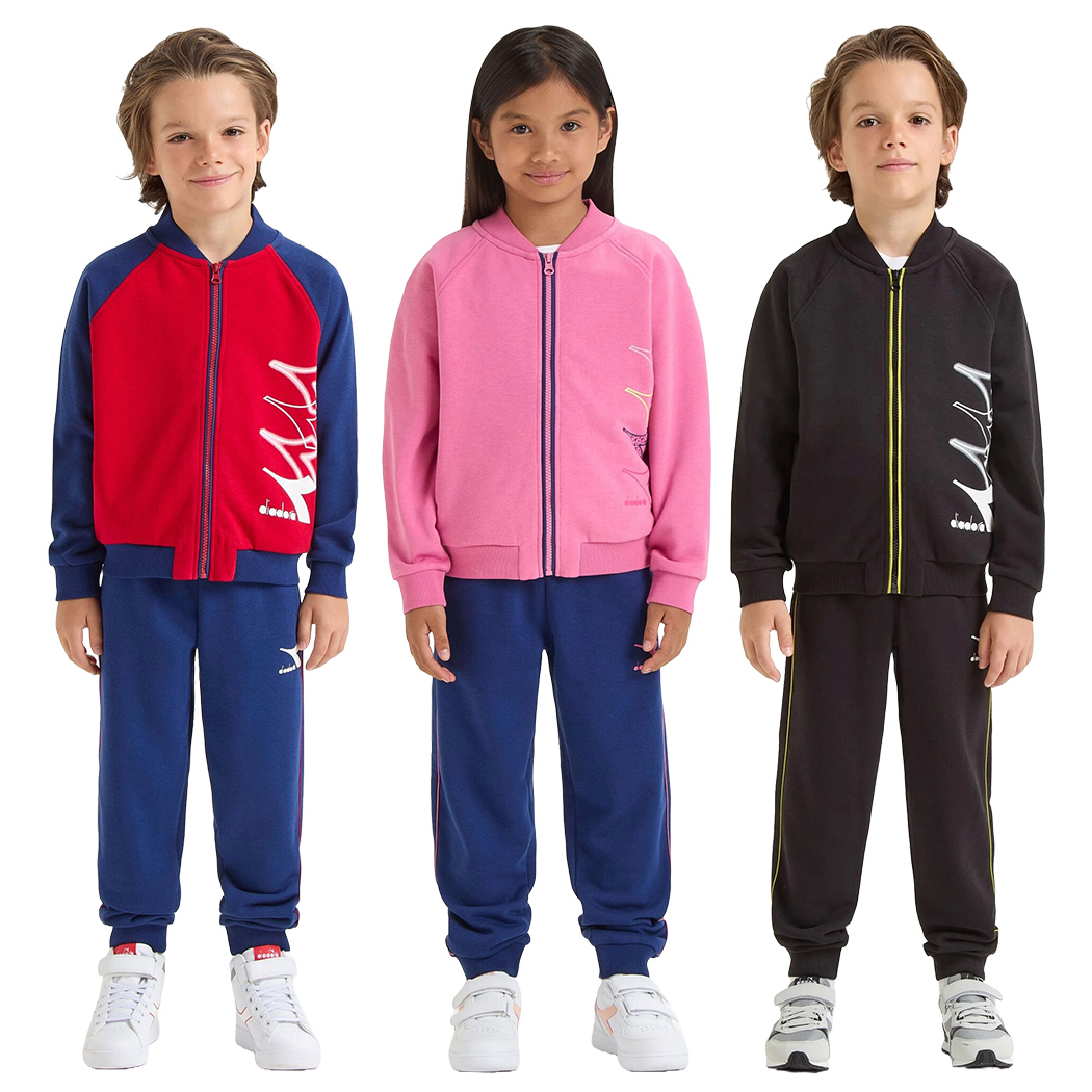 DIADORA JU.TRACKSUIT FZ LOGO TUTA COMPLETO FELPA FRENCH TERRY SPORT 102.180963