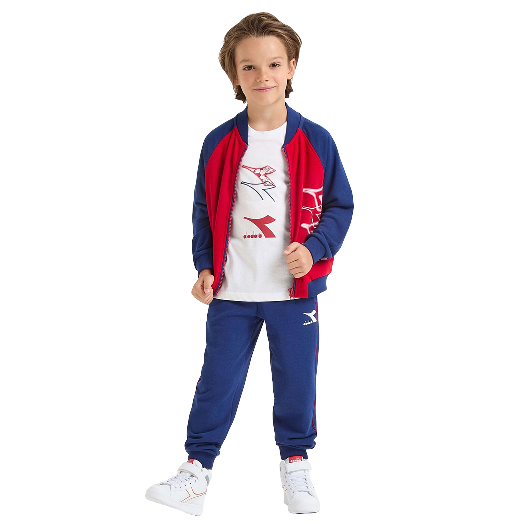 DIADORA JU.TRACKSUIT FZ LOGO TUTA COMPLETO FELPA FRENCH TERRY SPORT 102.180963