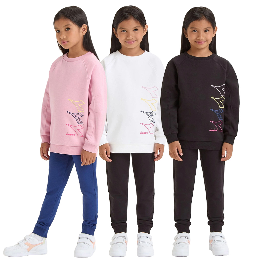 DIADORA JG.TRACKSUIT LOGO TUTA FELPA COMPLETO BAMBINE INVERNALE SPORT 102.180961