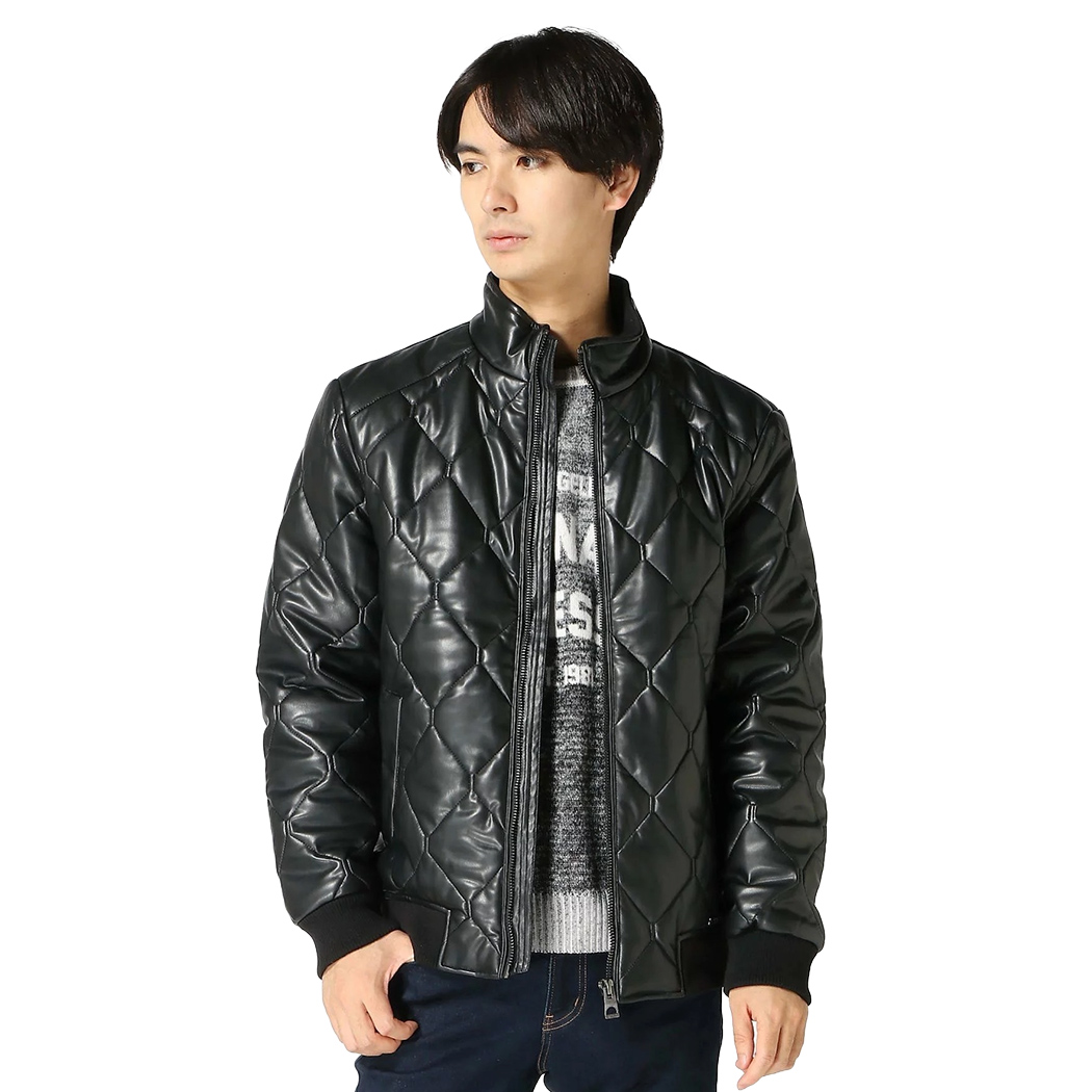 GUESS GIUBBOTTO UOMO GIACCA ECOPELLE GIUBBINO BOMBER TRAPUNTATO M4BL28WGJ60