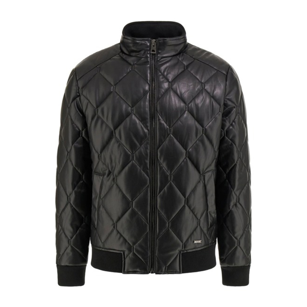 GUESS GIUBBOTTO UOMO GIACCA ECOPELLE GIUBBINO BOMBER TRAPUNTATO M4BL28WGJ60