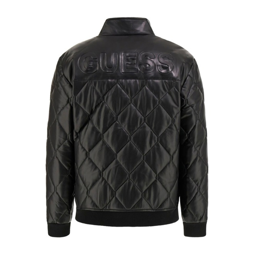 GUESS GIUBBOTTO UOMO GIACCA ECOPELLE GIUBBINO BOMBER TRAPUNTATO M4BL28WGJ60