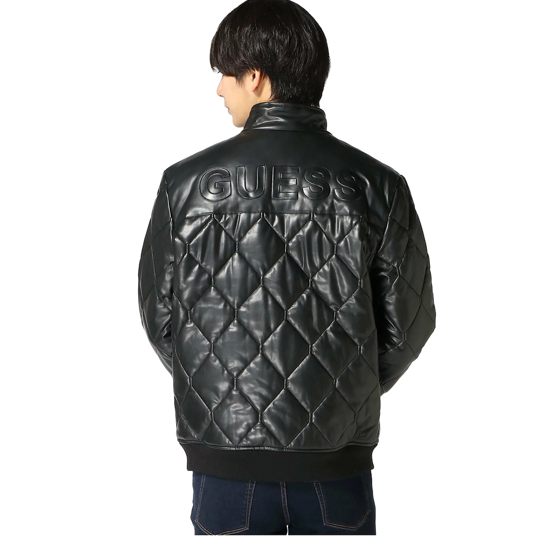 GUESS GIUBBOTTO UOMO GIACCA ECOPELLE GIUBBINO BOMBER TRAPUNTATO M4BL28WGJ60