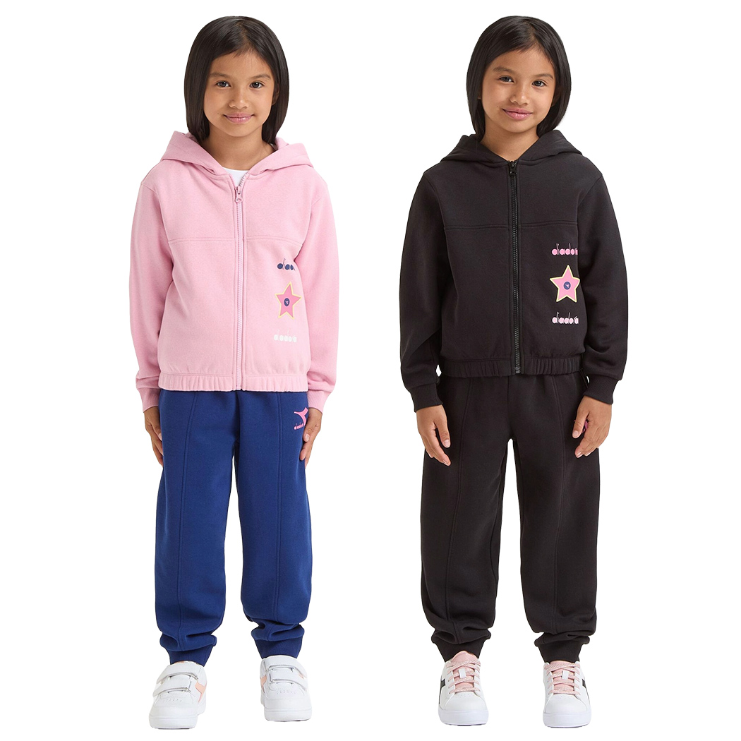 DIADORA JB. TRACKSUIT HD FZ LOGO TUTA FELPA SET BAMBINE INVERNALE 102.180962