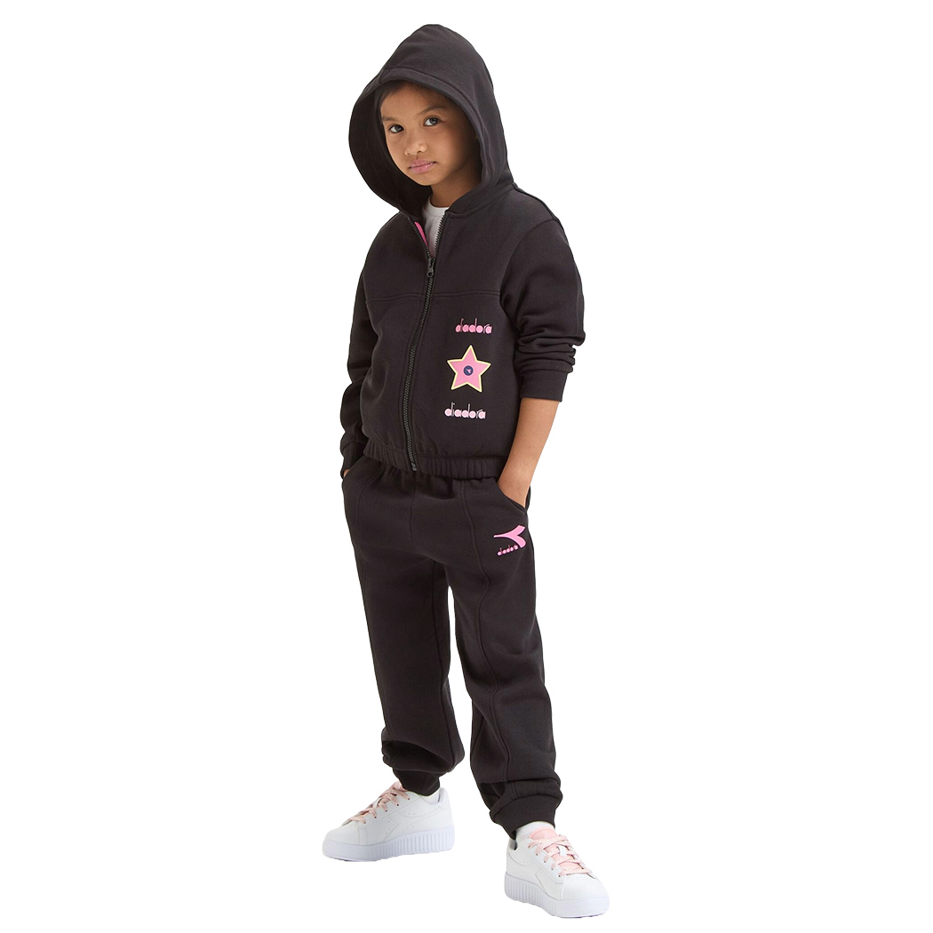 DIADORA JB. TRACKSUIT HD FZ LOGO TUTA FELPA SET BAMBINE INVERNALE 102.180962