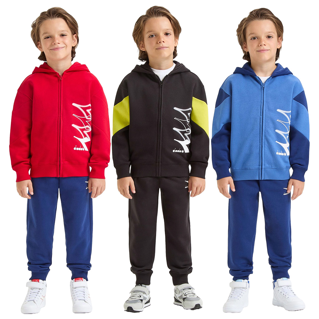 DIADORA JB. TRACKSUIT HD FZ LOGO TUTA FELPA COMPLETO BAMBINI RAGAZZI 102.180956