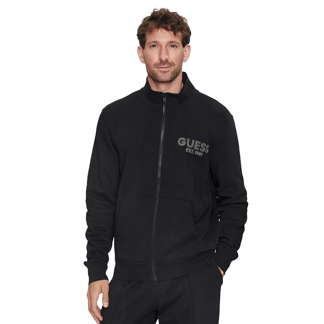 GUESS FELPA UOMO INVERNALE GARZATA FULL ZIP MAGLIA SPORT APERTA LOGO M4YQ80K9Z21