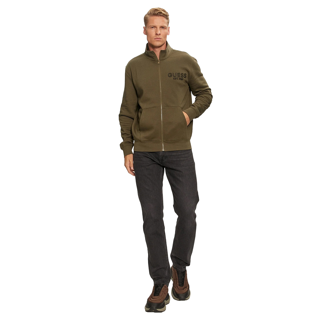 GUESS FELPA UOMO INVERNALE GARZATA FULL ZIP MAGLIA SPORT APERTA LOGO M4YQ80K9Z21