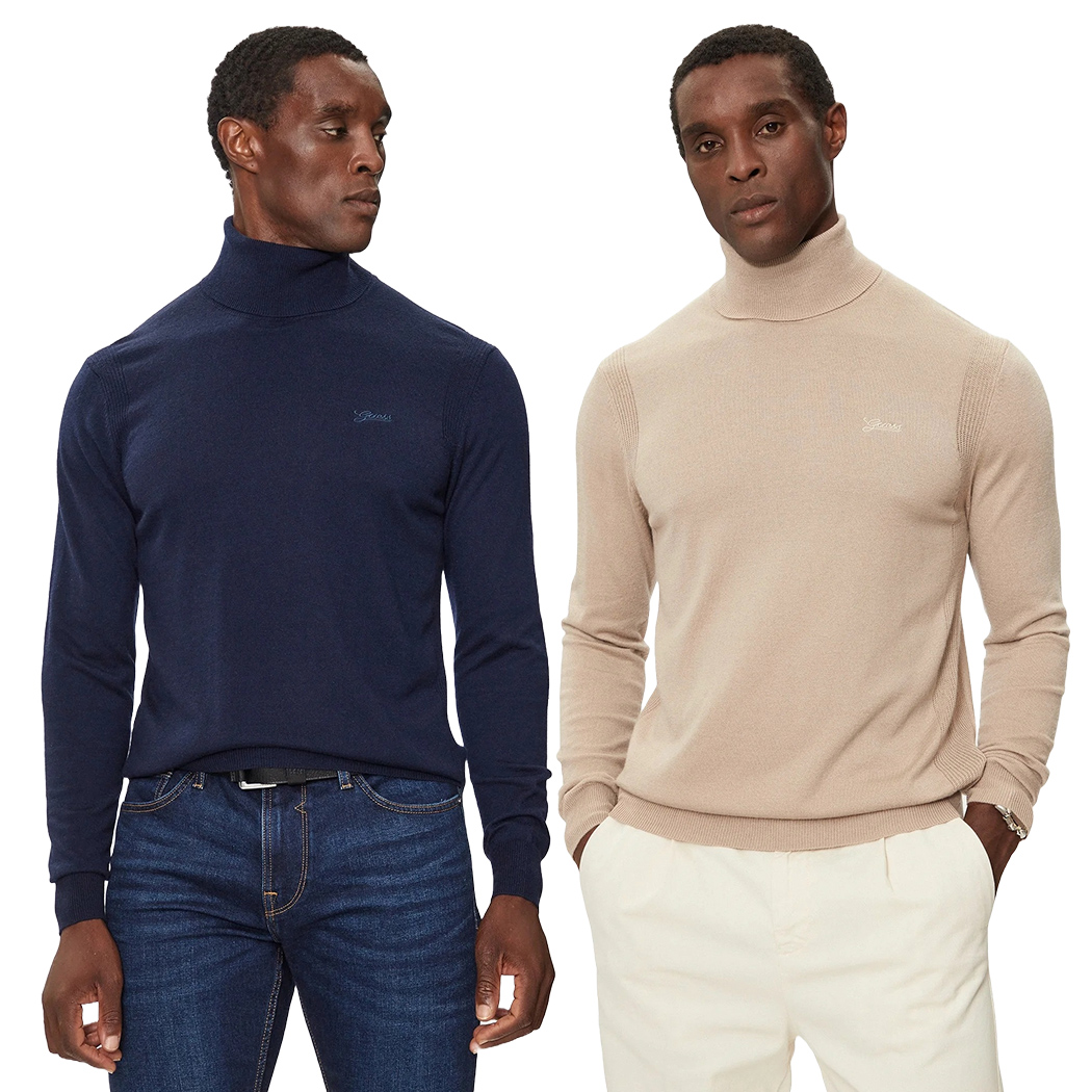 GUESS MAGLIA MAGLIONE PULLOVER UOMO COLLO ALTO DOLCEVITA INVERNALE M4BR05Z3H82