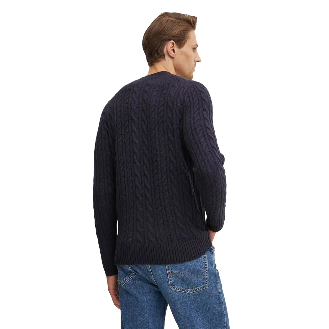 GUESS MAGLIA UOMO MAGLIONE TRECCE MISTO LANA PULLOVER LOGO FRONTALE M4BR11Z3HA2