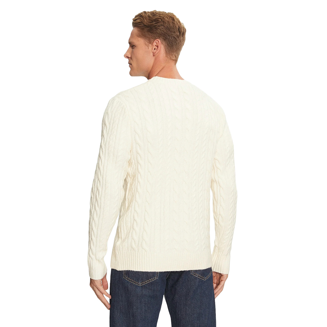 GUESS MAGLIA UOMO MAGLIONE TRECCE MISTO LANA PULLOVER LOGO FRONTALE M4BR11Z3HA2