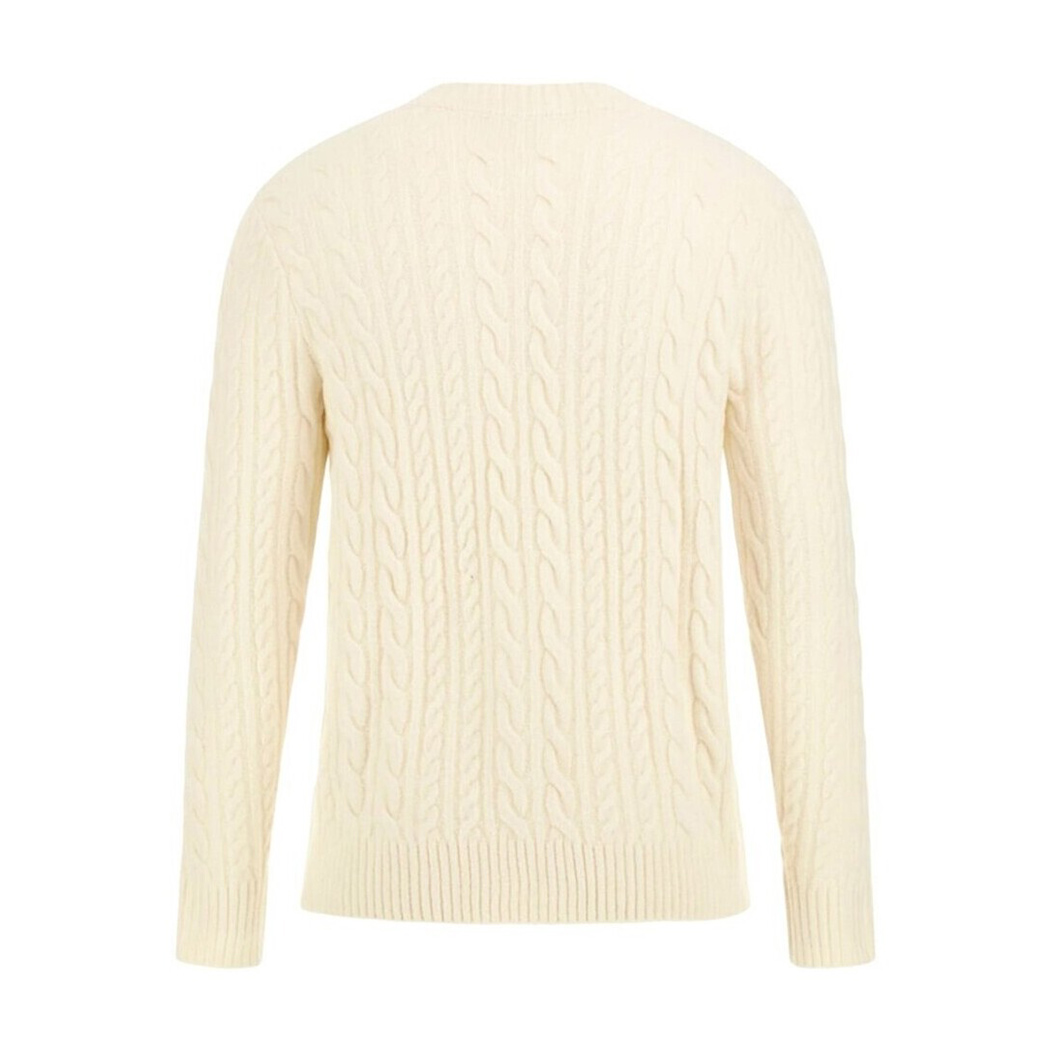 GUESS MAGLIA UOMO MAGLIONE TRECCE MISTO LANA PULLOVER LOGO FRONTALE M4BR11Z3HA2