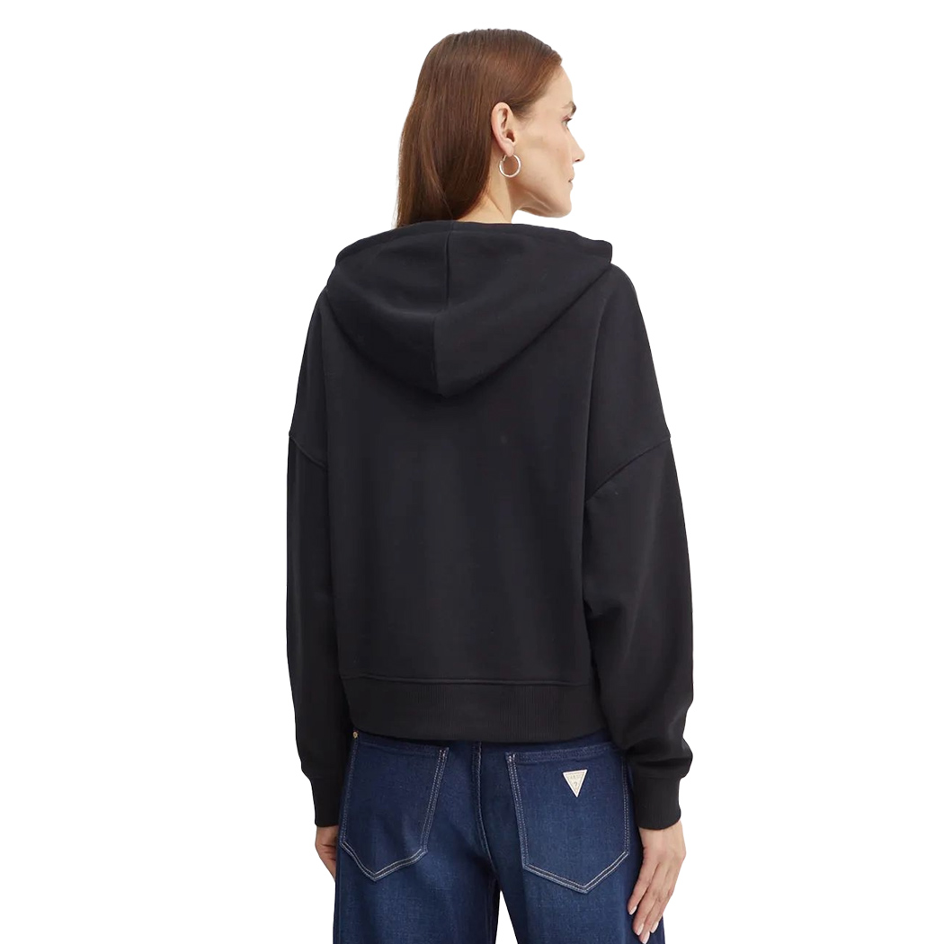 GUESS FELPA DONNA INVERNALE CAPPUCCIO LOGO FRONTALE STRASS MAGLIA W4BQ06KB683