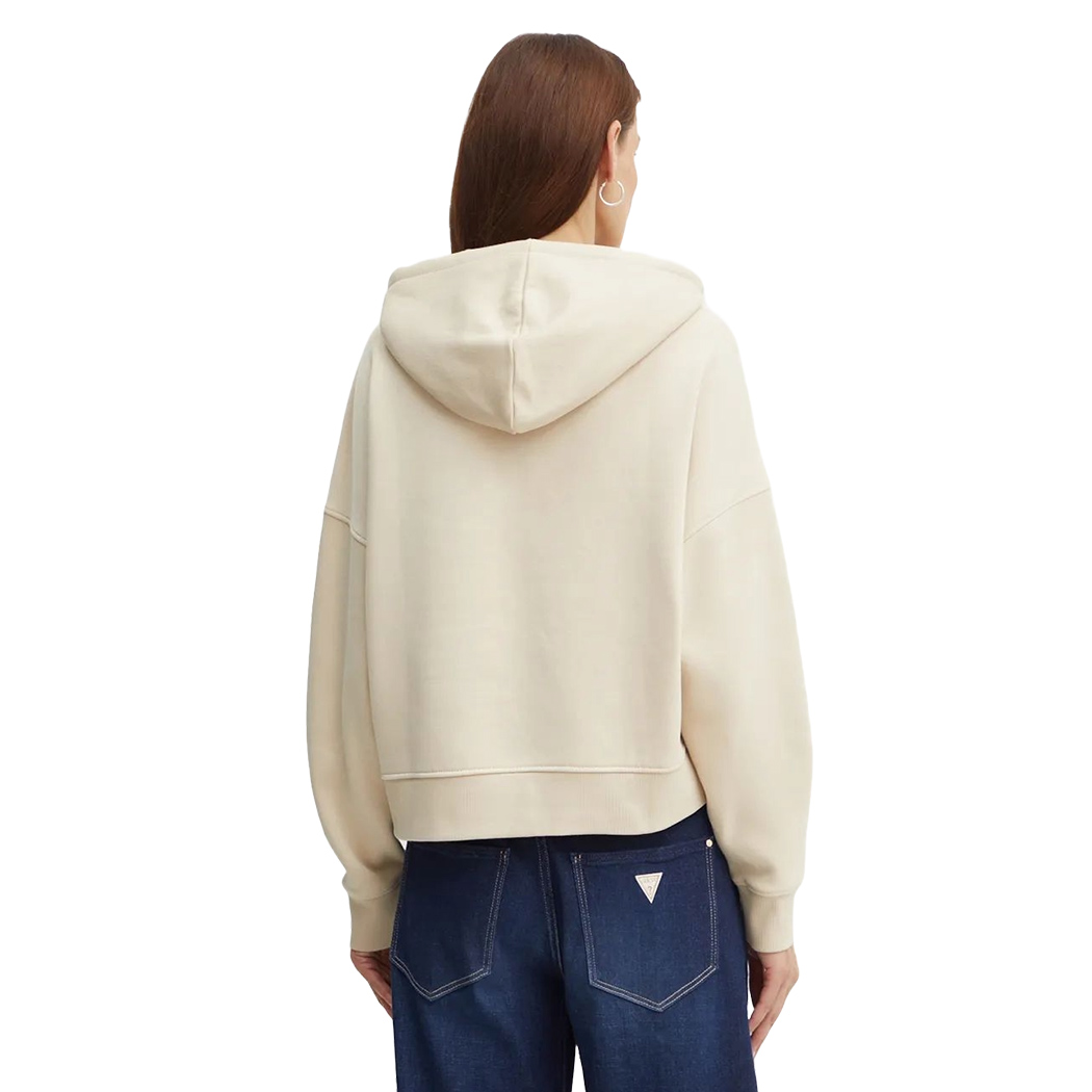 GUESS FELPA DONNA INVERNALE CAPPUCCIO LOGO FRONTALE STRASS MAGLIA W4BQ06KB683