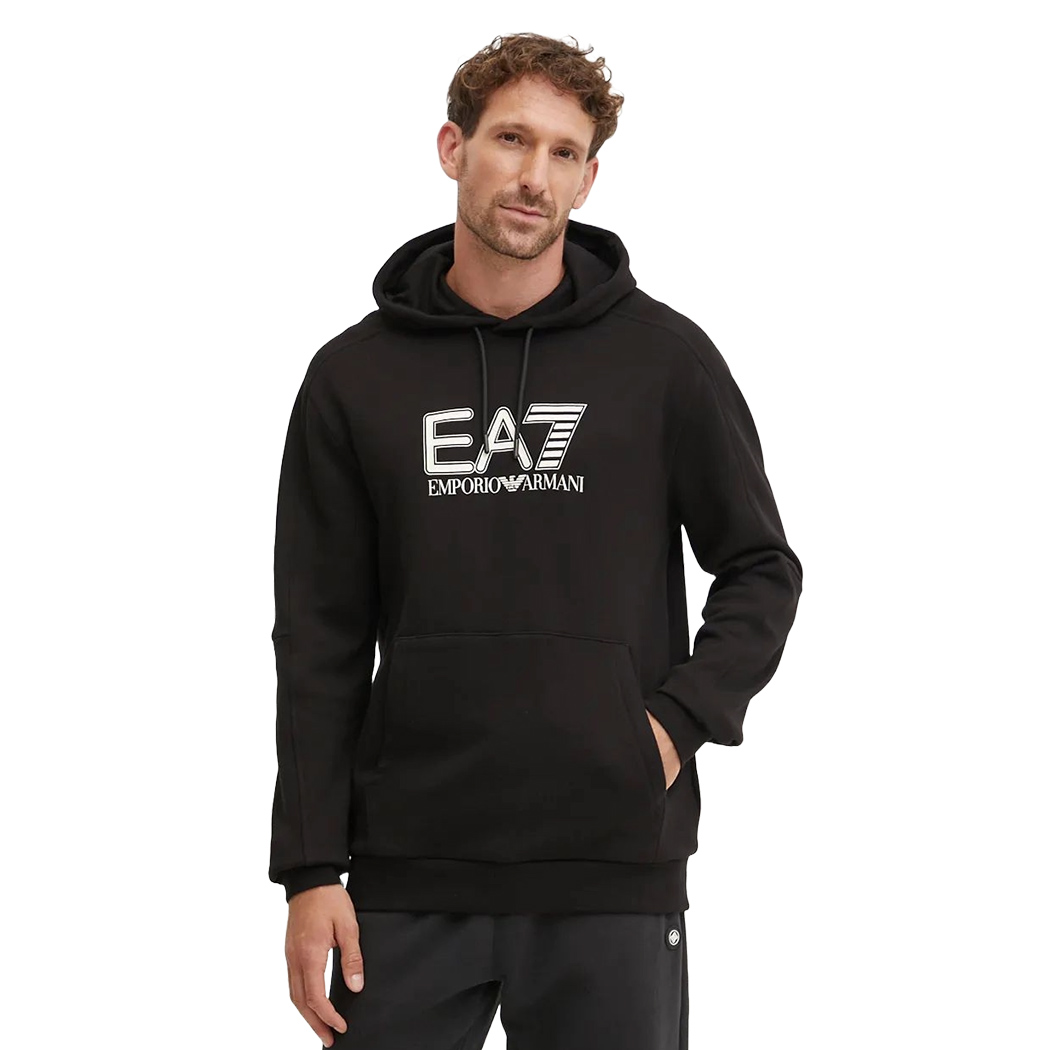 EA7 EMPORIO ARMANI FELPA UOMO CAPPUCCIO LOGO MAXI MISTO COTONE 6DPM02PJVTZ