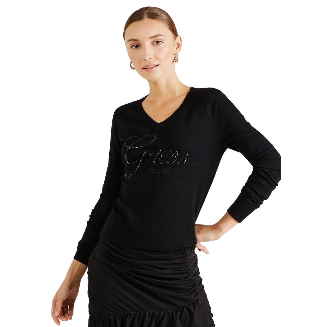 GUESS MAGLIA MAGLIONE DONNA SCOLLO A V PULLOVER VISCOSA INVERNALE W5YR24Z2NQ2