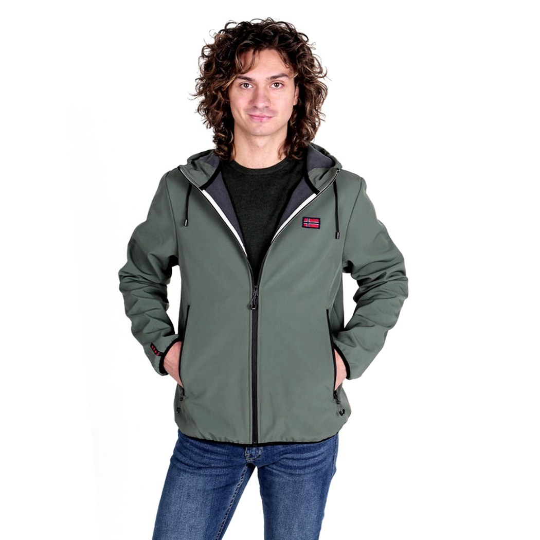 NORWAY GIUBBOTTO GIACCA GIUBBINO UOMO CON CAPPUCCIO IN SOFTSHELL PILE 119141