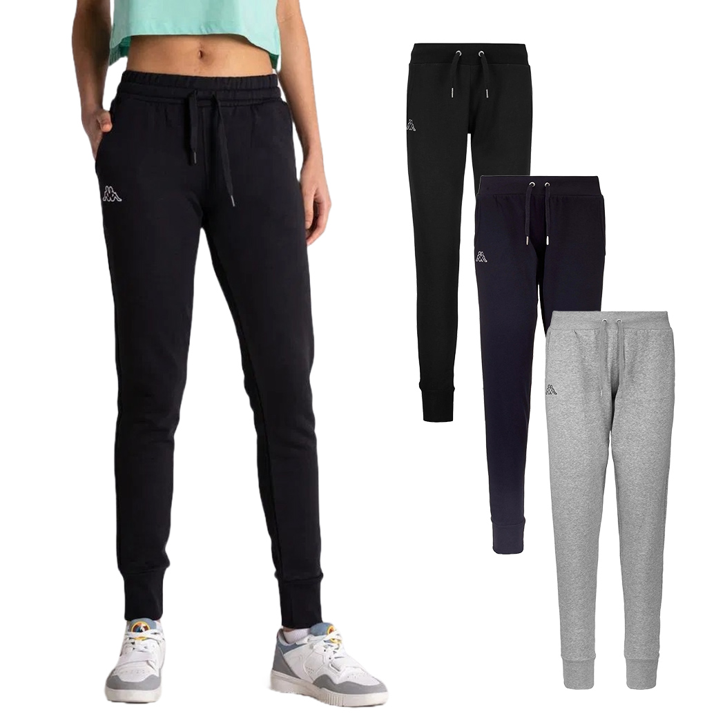 KAPPA LOGO ZALIA PANTALONI JOGGERS DONNA FELPA COTONE INVERNALE SPORT 303MKI0