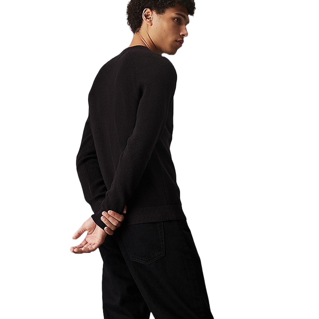 CALVIN KLEIN MAGLIA MAGLIONE GIROCOLLO STEMMA COTONE WAFFLE UOMO J30J323989