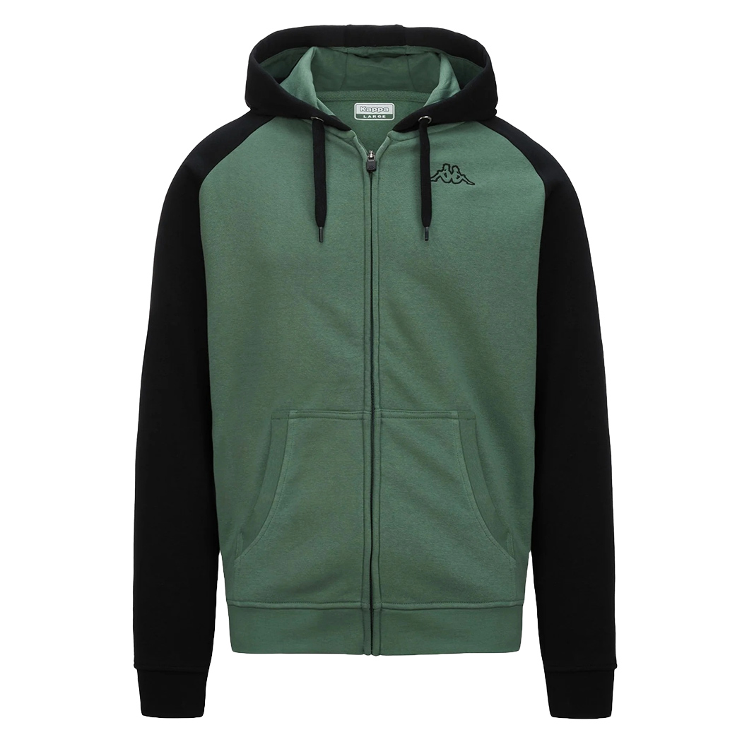 KAPPA LOGO JACK SLIM FELPA UOMO CAPPUCCIO APERTA CERNIERA TASCA SPORT 302EVA0