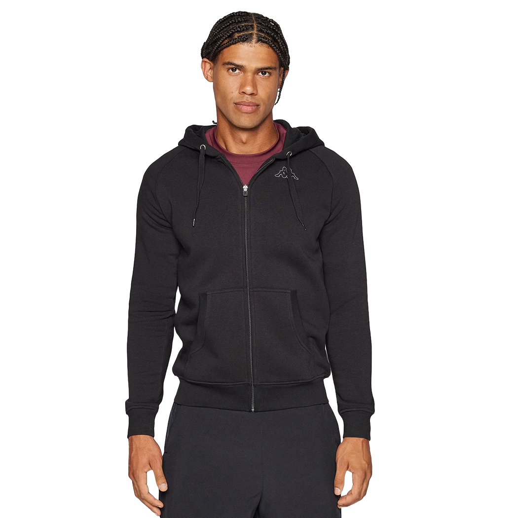 KAPPA LOGO JACK SLIM FELPA UOMO CAPPUCCIO APERTA CERNIERA TASCA SPORT 302EVA0