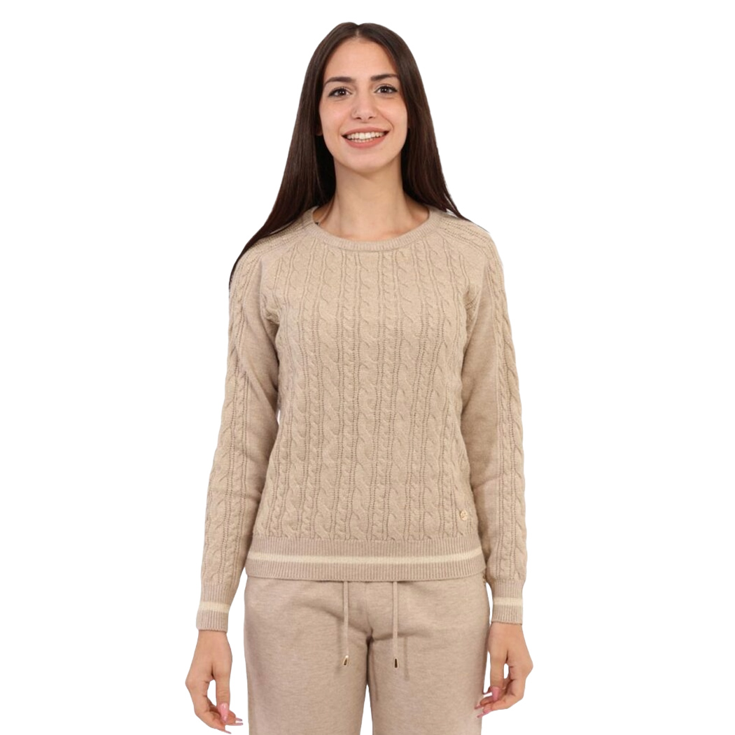 YES ZEE MAGLIA DONNA GIROCOLLO MAGLIONE TRECCE LUREX VISCOSA SWEATER M008/BI00