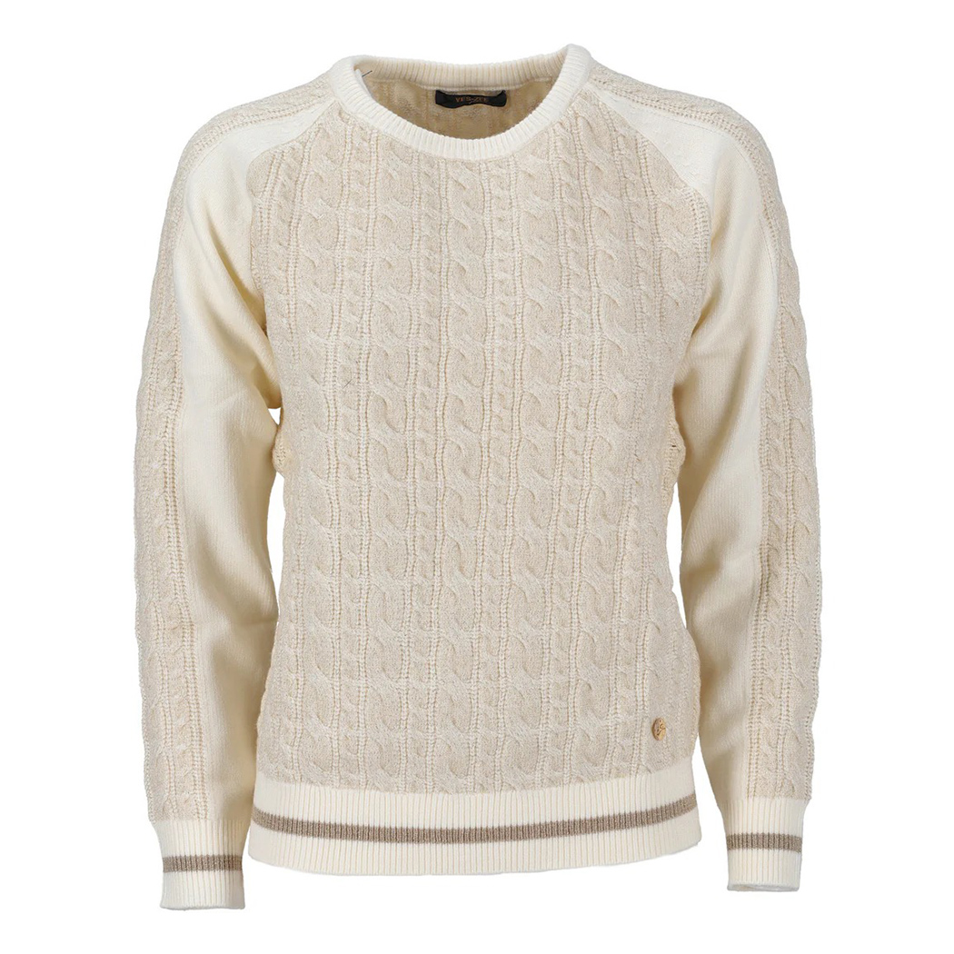 YES ZEE MAGLIA DONNA GIROCOLLO MAGLIONE TRECCE LUREX VISCOSA SWEATER M008/BI00