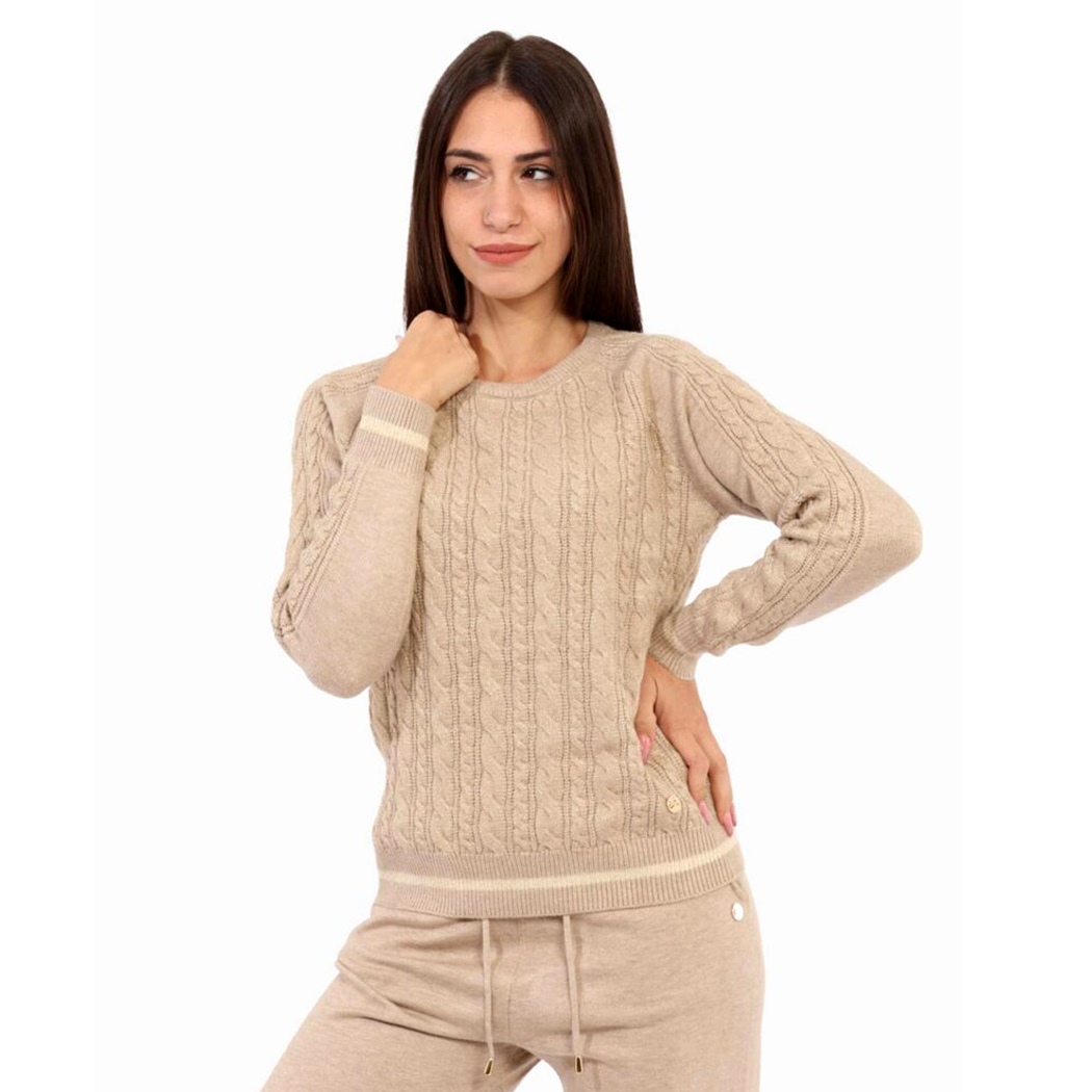 YES ZEE MAGLIA DONNA GIROCOLLO MAGLIONE TRECCE LUREX VISCOSA SWEATER M008/BI00