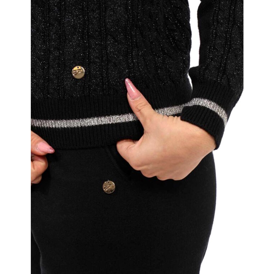 YES ZEE MAGLIA DONNA GIROCOLLO MAGLIONE TRECCE LUREX VISCOSA SWEATER M008/BI00