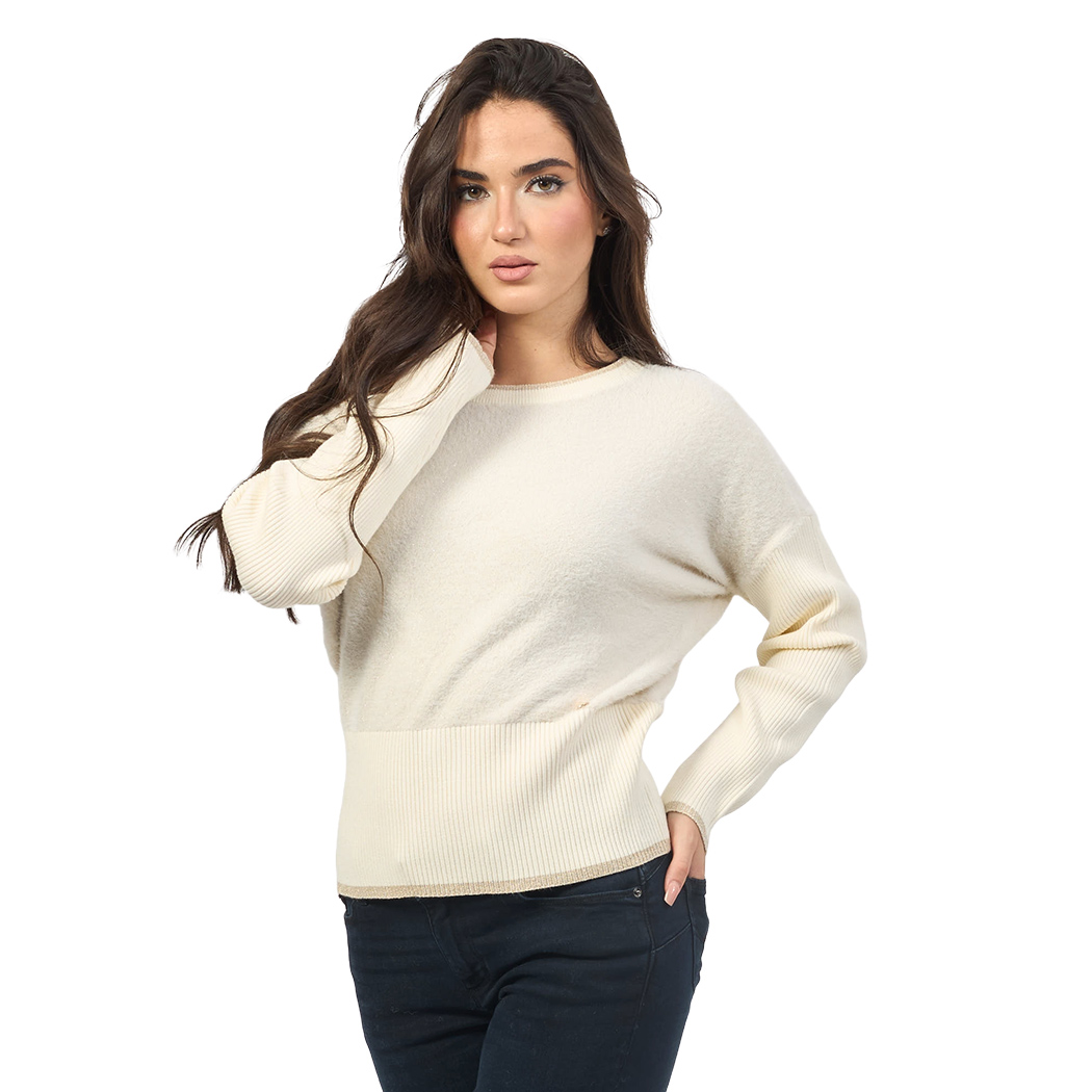 YES ZEE MAGLIA DONNA MAGLIONE LUREX MOHAIR PULLOVER MANICA SCESA M014/IS00