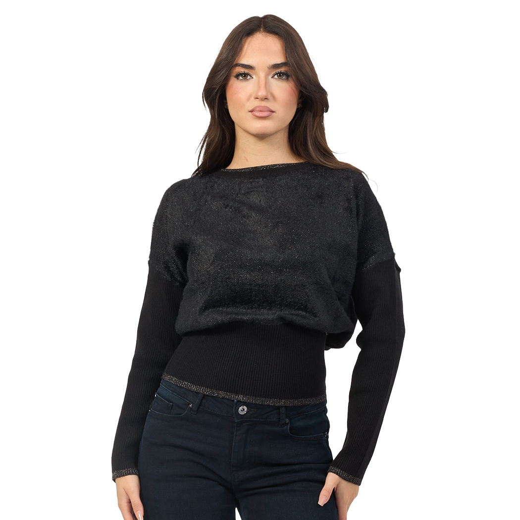 YES ZEE MAGLIA DONNA MAGLIONE LUREX MOHAIR PULLOVER MANICA SCESA M014/IS00