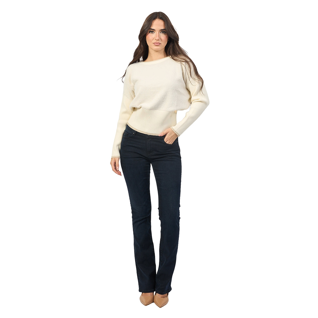YES ZEE MAGLIA DONNA MAGLIONE LUREX MOHAIR PULLOVER MANICA SCESA M014/IS00