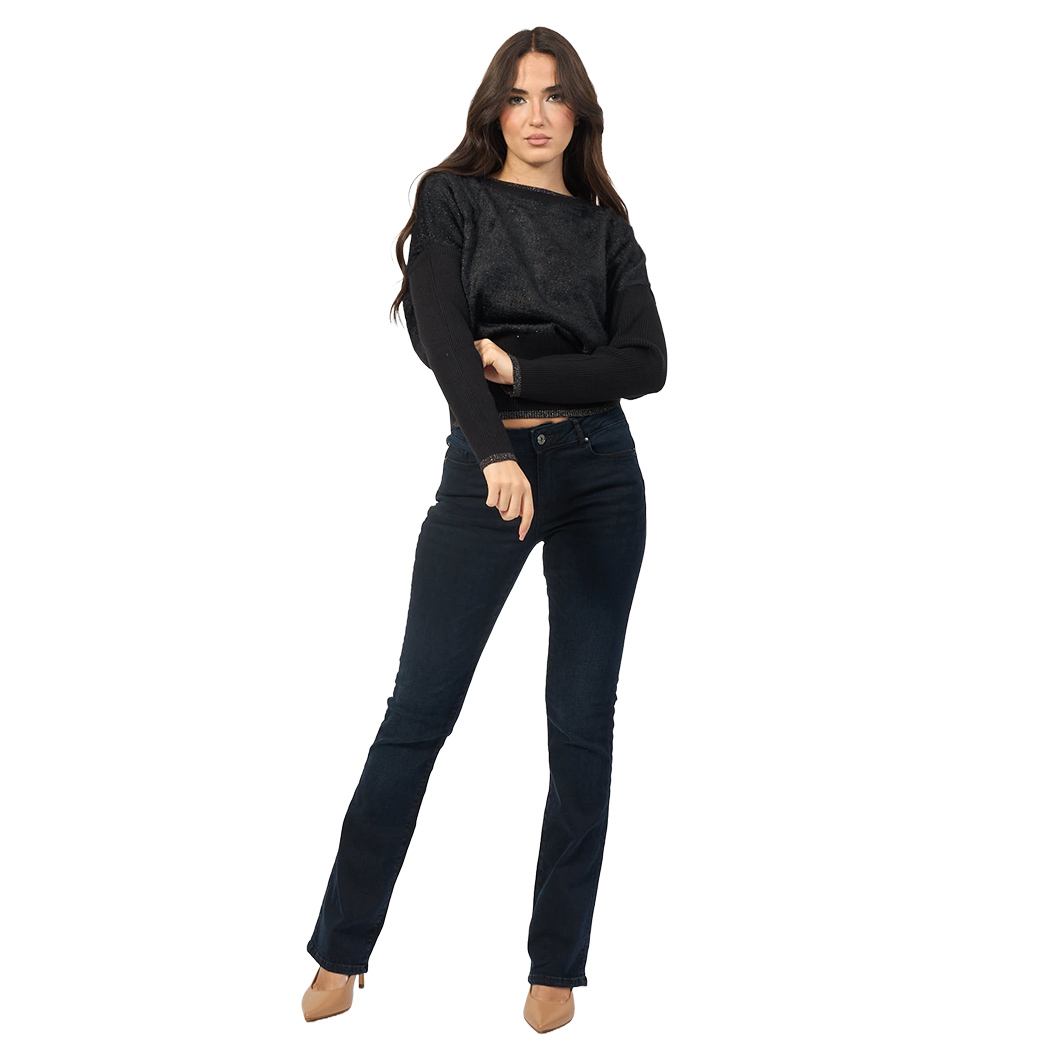 YES ZEE MAGLIA DONNA MAGLIONE LUREX MOHAIR PULLOVER MANICA SCESA M014/IS00