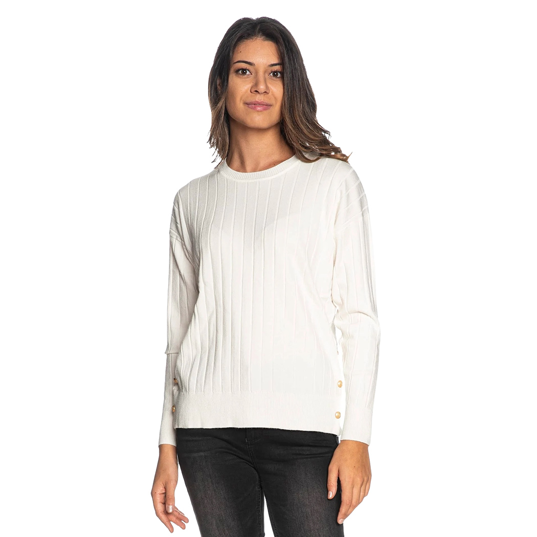 YES ZEE MAGLIA DONNA GIROCOLLO SPACCHETTI LATERALI MAGLIONE VISCOSA M066/BG00