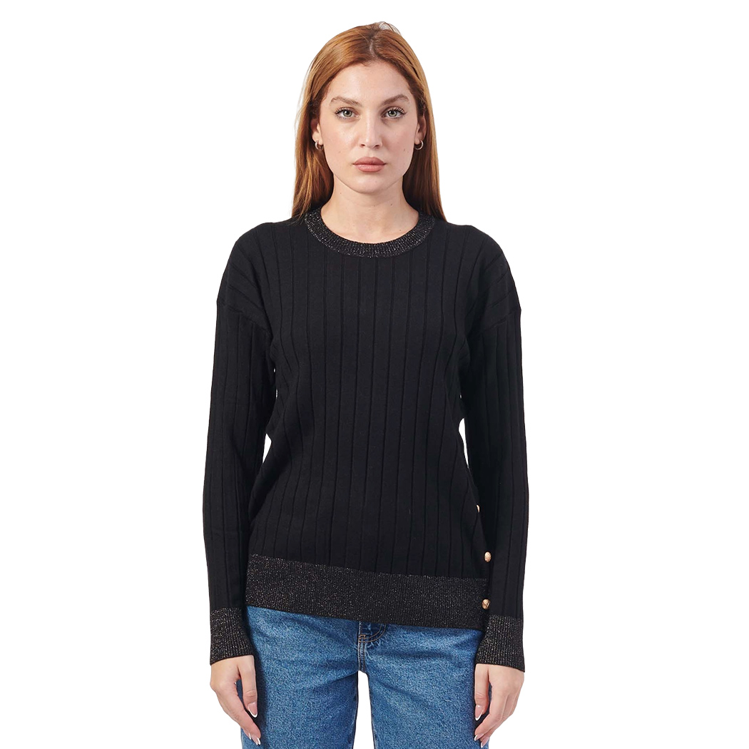 YES ZEE MAGLIA DONNA GIROCOLLO SPACCHETTI LATERALI MAGLIONE VISCOSA M066/BG00