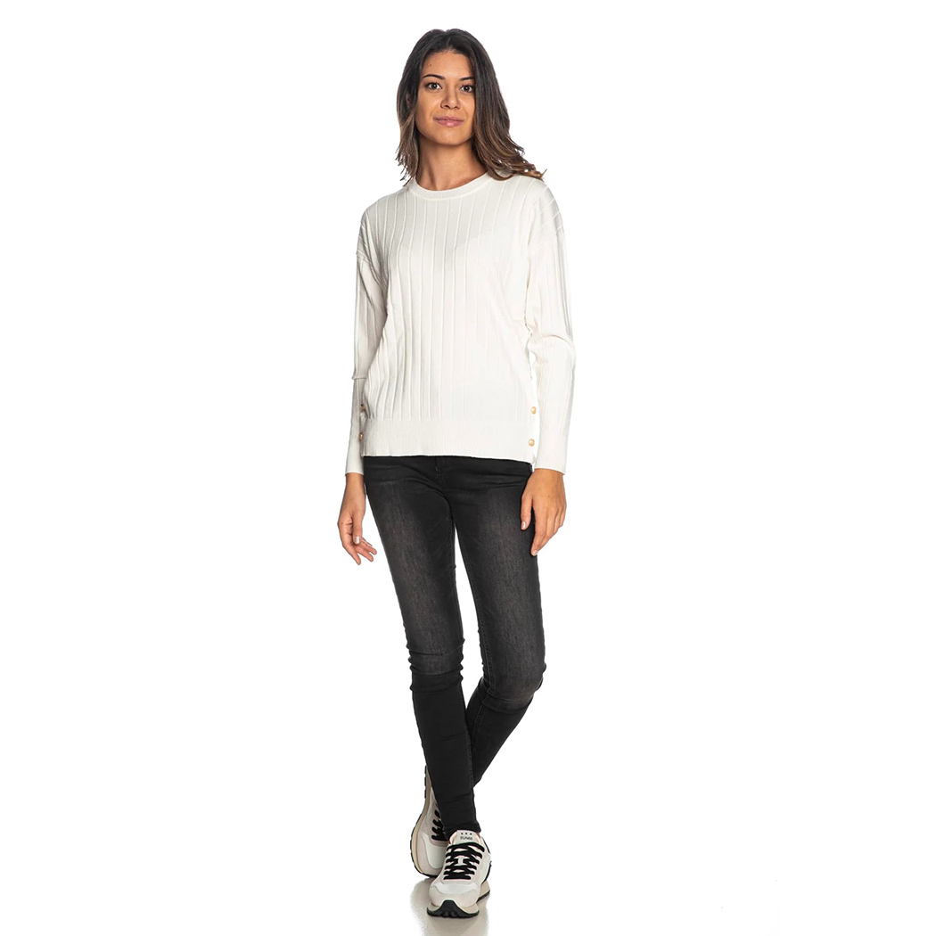 YES ZEE MAGLIA DONNA GIROCOLLO SPACCHETTI LATERALI MAGLIONE VISCOSA M066/BG00