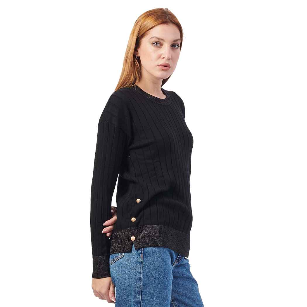 YES ZEE MAGLIA DONNA GIROCOLLO SPACCHETTI LATERALI MAGLIONE VISCOSA M066/BG00