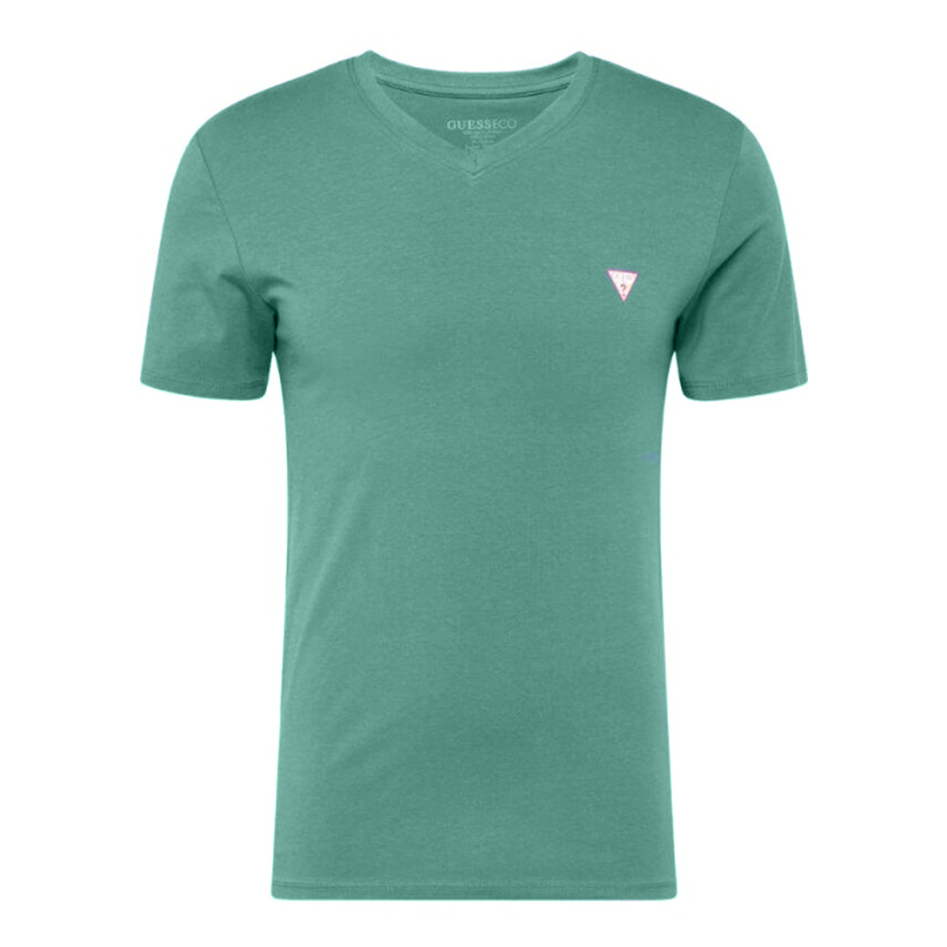 GUESS T-SHIRT UOMO SCOLLO A V MAGLIA COTONE JERSEY STRETCH LOGO SLIM M2YI37I3Z14