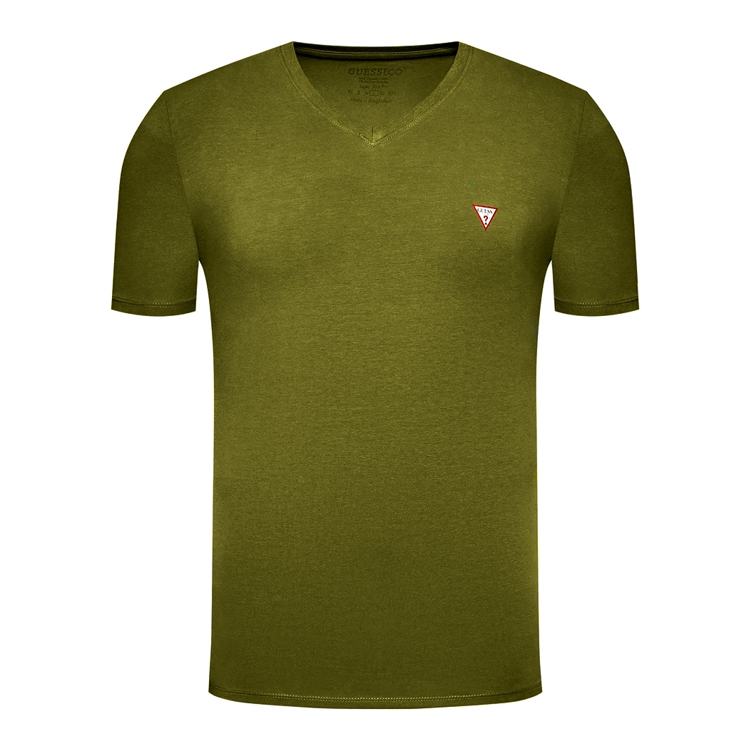GUESS T-SHIRT UOMO SCOLLO A V MAGLIA COTONE JERSEY STRETCH LOGO SLIM M2YI37I3Z14
